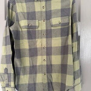 Men's Green and Gray Plaid Shirt